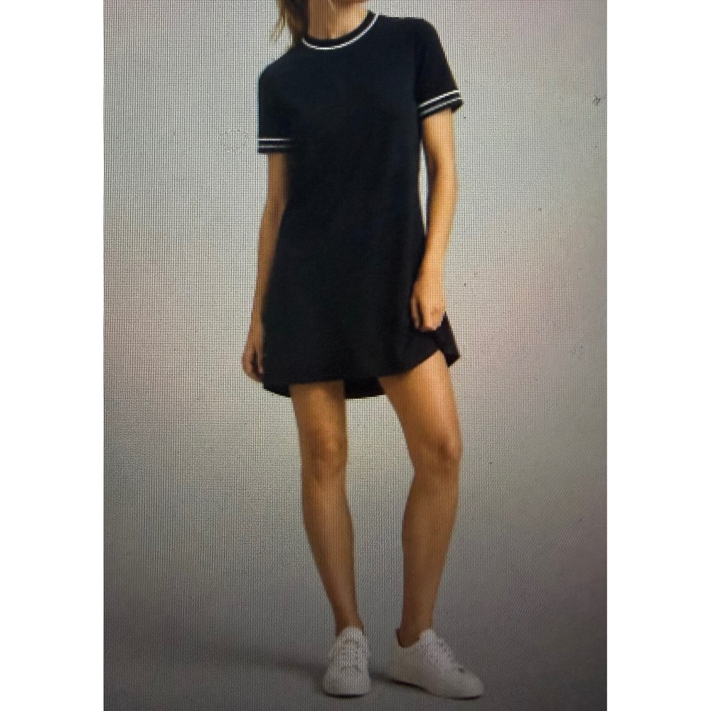 Rag & Bone Thatch Mini Dress Womens Large Black Short Sleeve Sporty Shift Casual